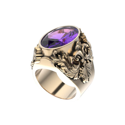 Victorian Filigree Ring - Amethyst - 9ct Gold