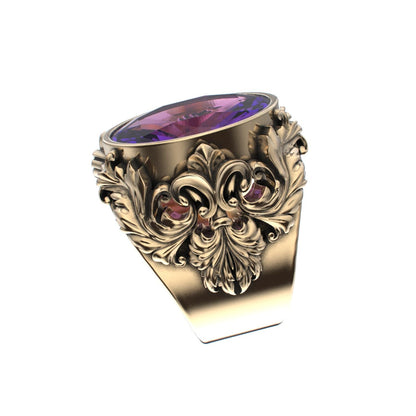 Victorian Filigree Ring - Amethyst - 9ct Gold