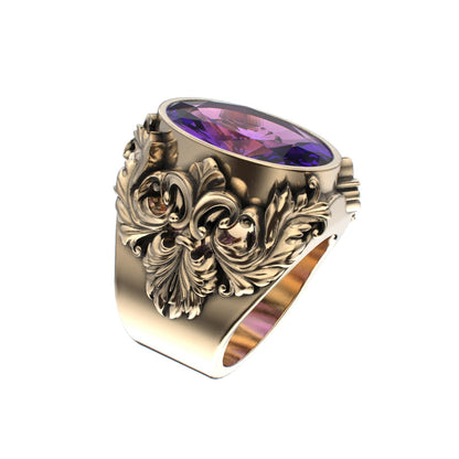 Victorian Filigree Ring - Amethyst - 9ct Gold