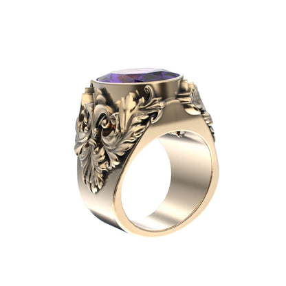 Victorian Filigree Ring - Amethyst - 9ct Gold