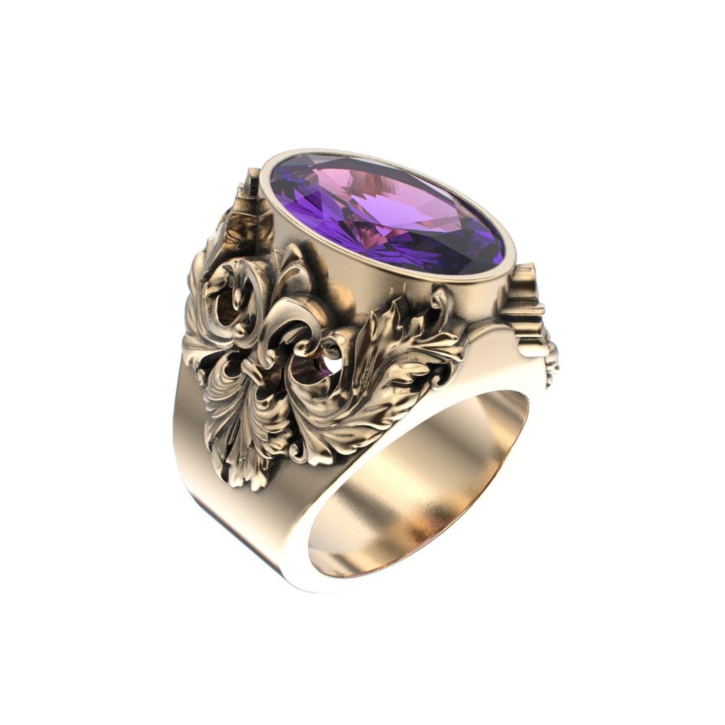 Victorian Filigree Ring - Amethyst - 9ct Gold