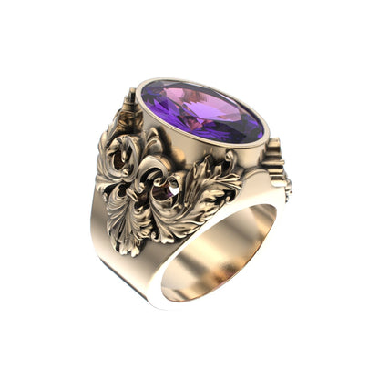 Victorian Filigree Ring - Amethyst - 9ct Gold