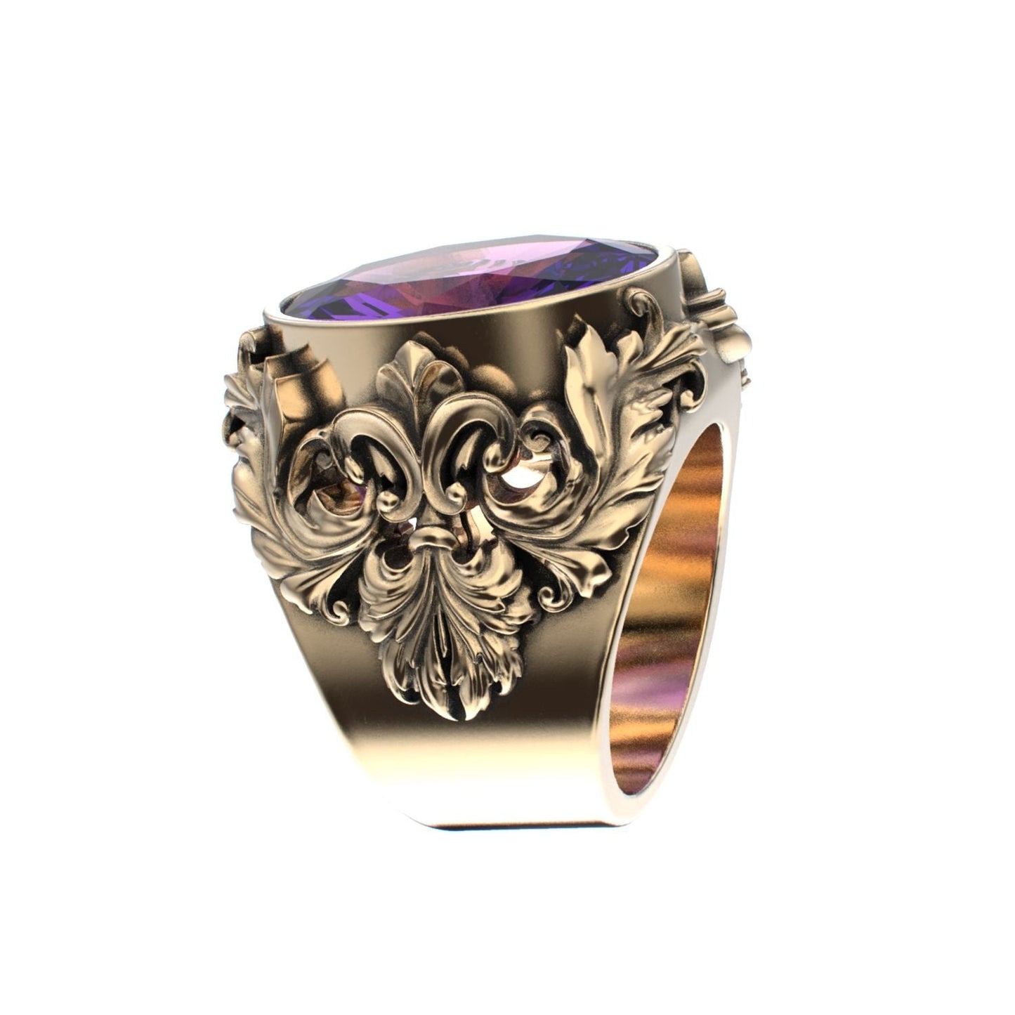 Victorian Filigree Ring - Amethyst - 9ct Gold