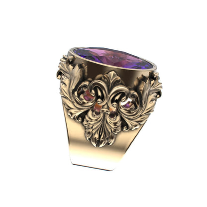 Victorian Filigree Ring - Amethyst - 9ct Gold