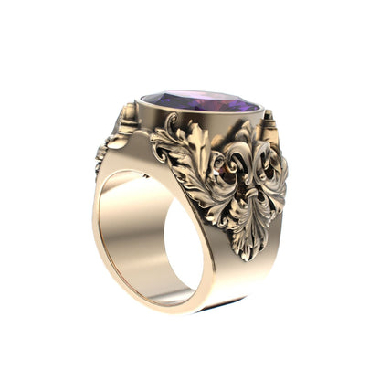 Victorian Filigree Ring - Amethyst - 9ct Gold