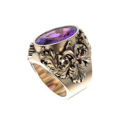 Victorian Filigree Ring - Amethyst - 9ct Gold