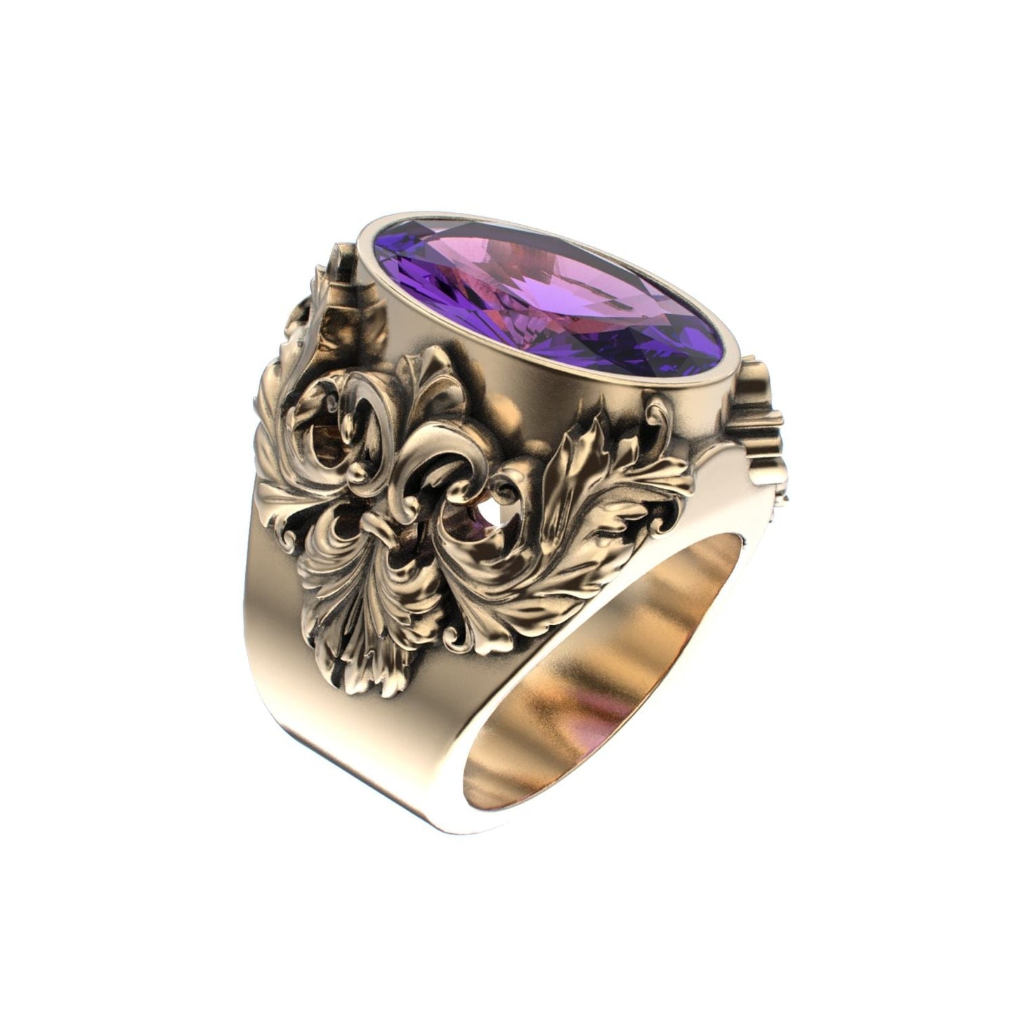 Victorian Filigree Ring - Amethyst - 9ct Gold