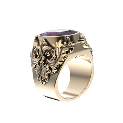 Victorian Filigree Ring - Amethyst - 9ct Gold