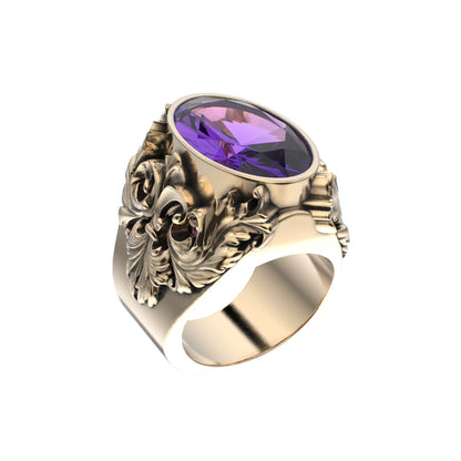 Victorian Filigree Ring - Amethyst - 9ct Gold