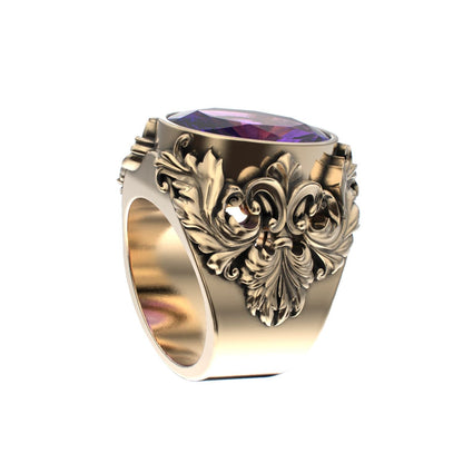 Victorian Filigree Ring - Amethyst - 9ct Gold