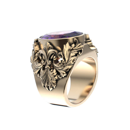 Victorian Filigree Ring - Amethyst - 9ct Gold