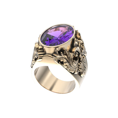 Victorian Filigree Ring - Amethyst - 9ct Gold