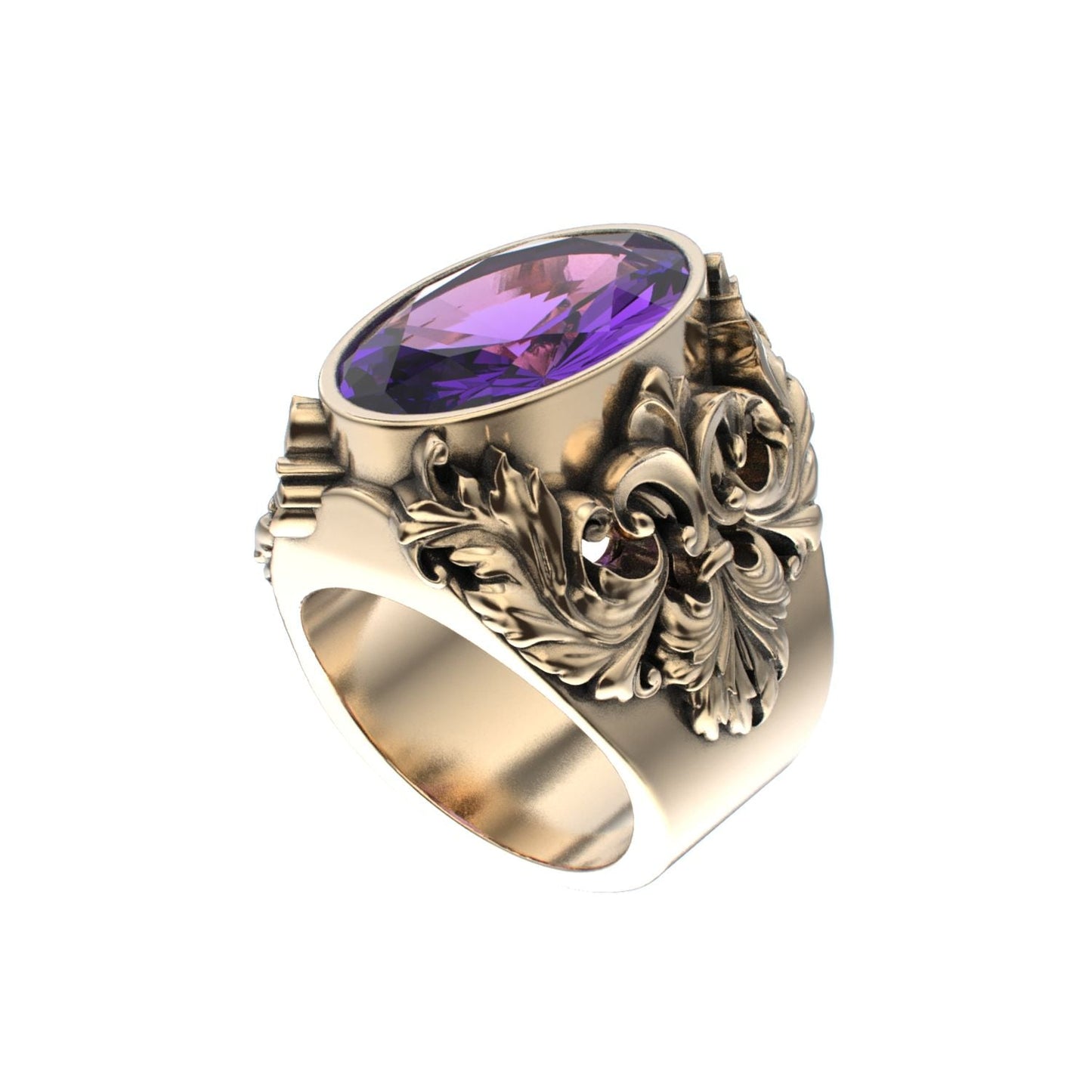 Victorian Filigree Ring - Amethyst - 9ct Gold