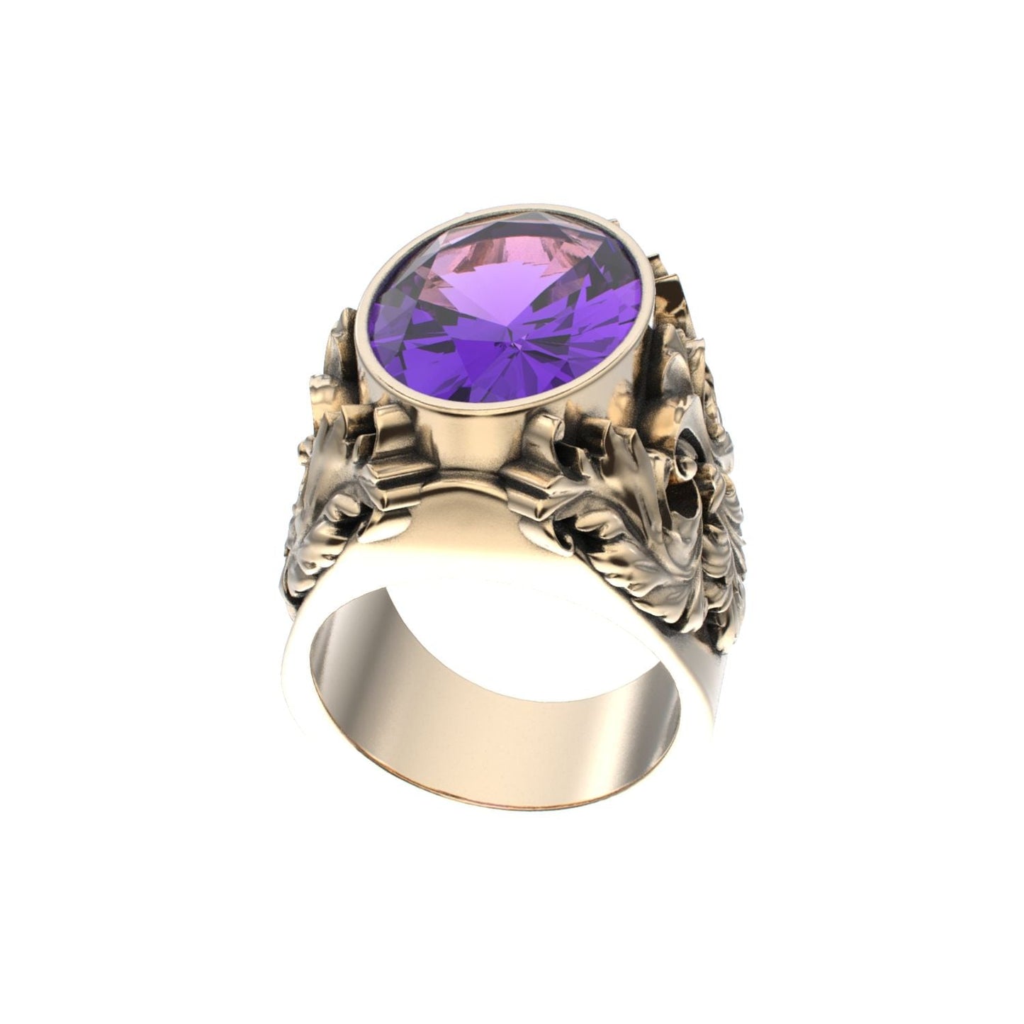 Victorian Filigree Ring - Amethyst - 9ct Gold