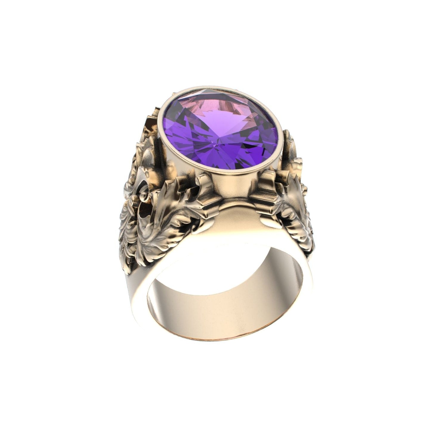 Victorian Filigree Ring - Amethyst - 9ct Gold