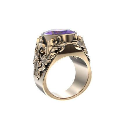 Victorian Filigree Ring - Amethyst - 9ct Gold