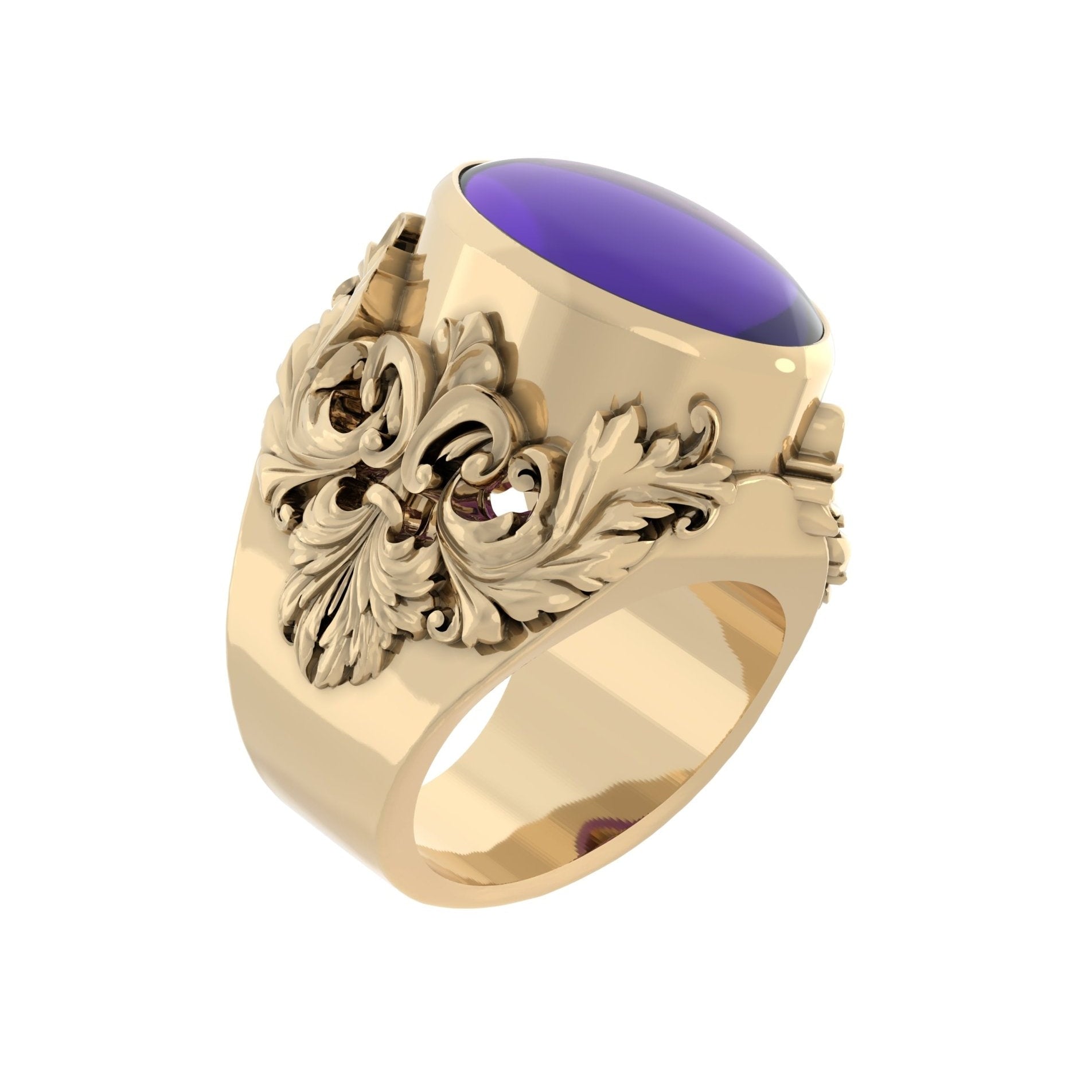 Victorian Filigree Ring –Amethyst | Handcrafted 9ct Yellow Gold - BeckonJewel