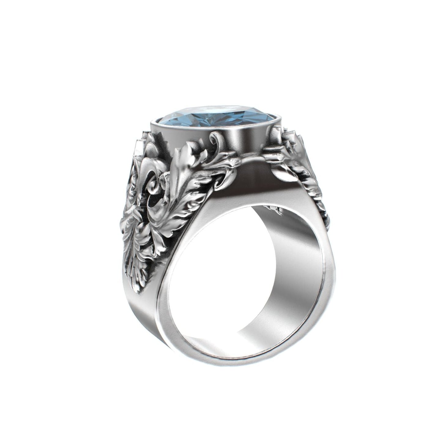 Victorian Filigree Ring - Aquamarine - 925 Silver