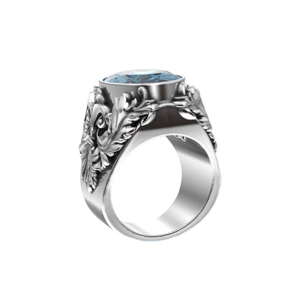 Victorian Filigree Ring - Aquamarine - 925 Silver