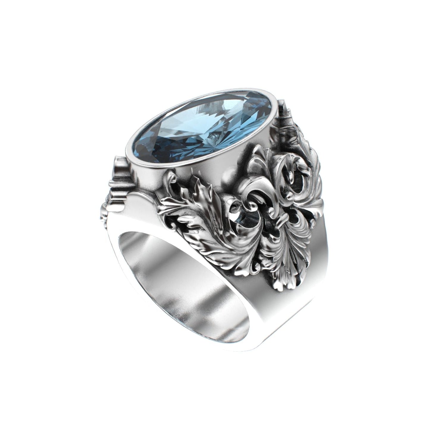 Victorian Filigree Ring - Aquamarine - 925 Silver