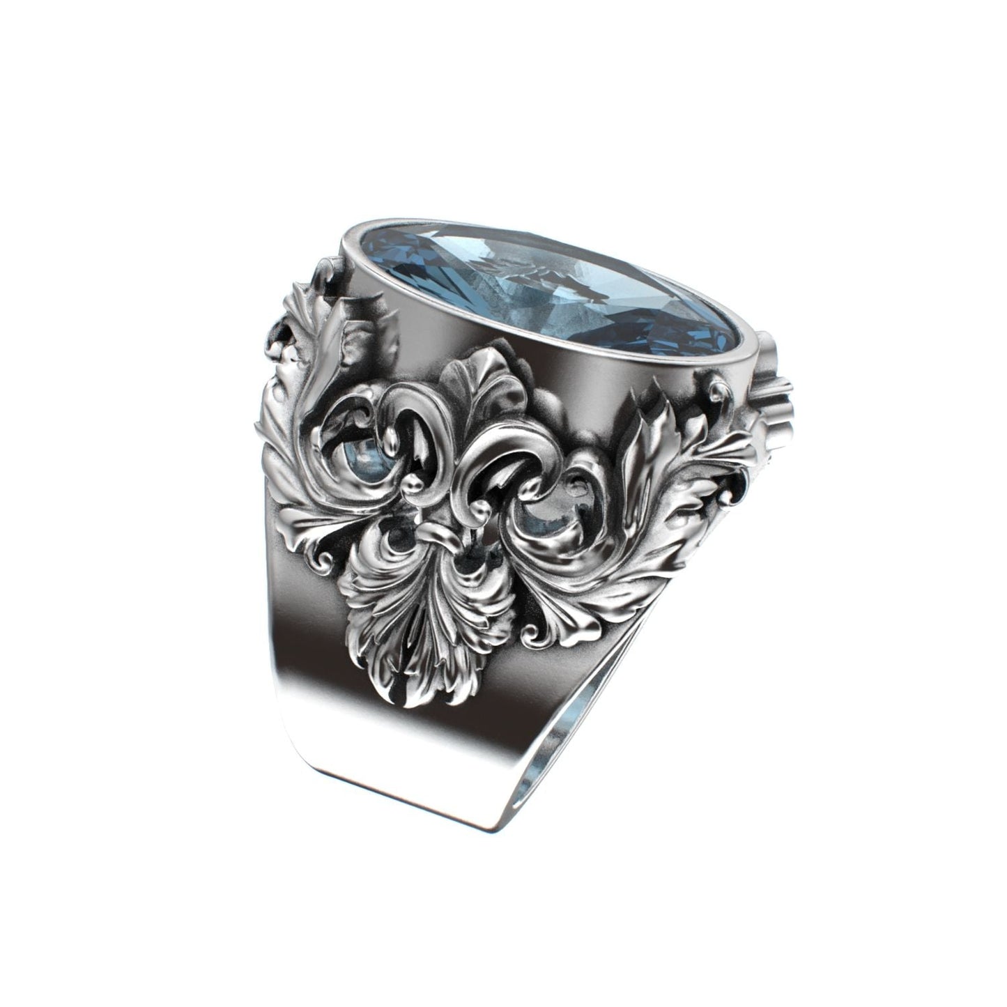 Victorian Filigree Ring - Aquamarine - 925 Silver