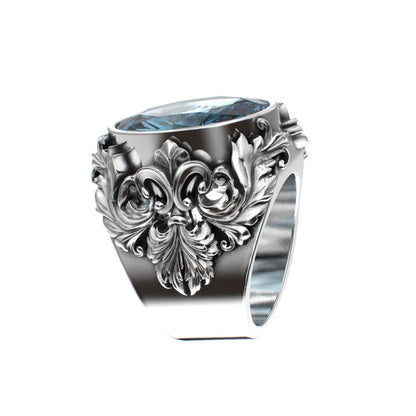 Victorian Filigree Ring - Aquamarine - 925 Silver