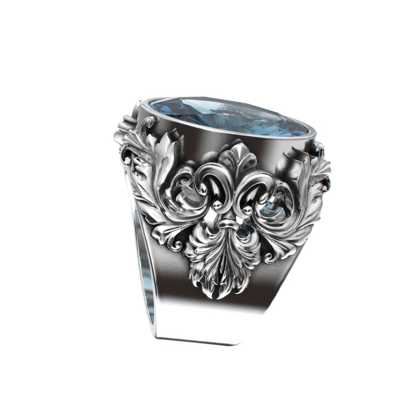 Victorian Filigree Ring - Aquamarine - 925 Silver