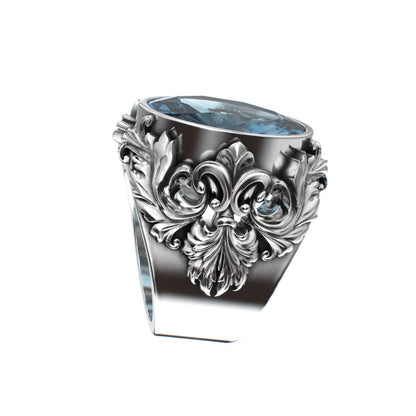 Victorian Filigree Ring - Aquamarine - 925 Silver