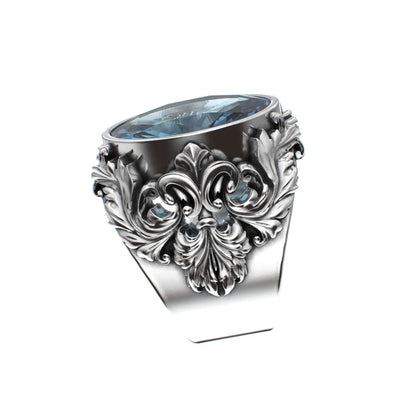 Victorian Filigree Ring - Aquamarine - 925 Silver