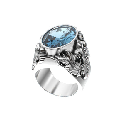 Victorian Filigree Ring - Aquamarine - 925 Silver