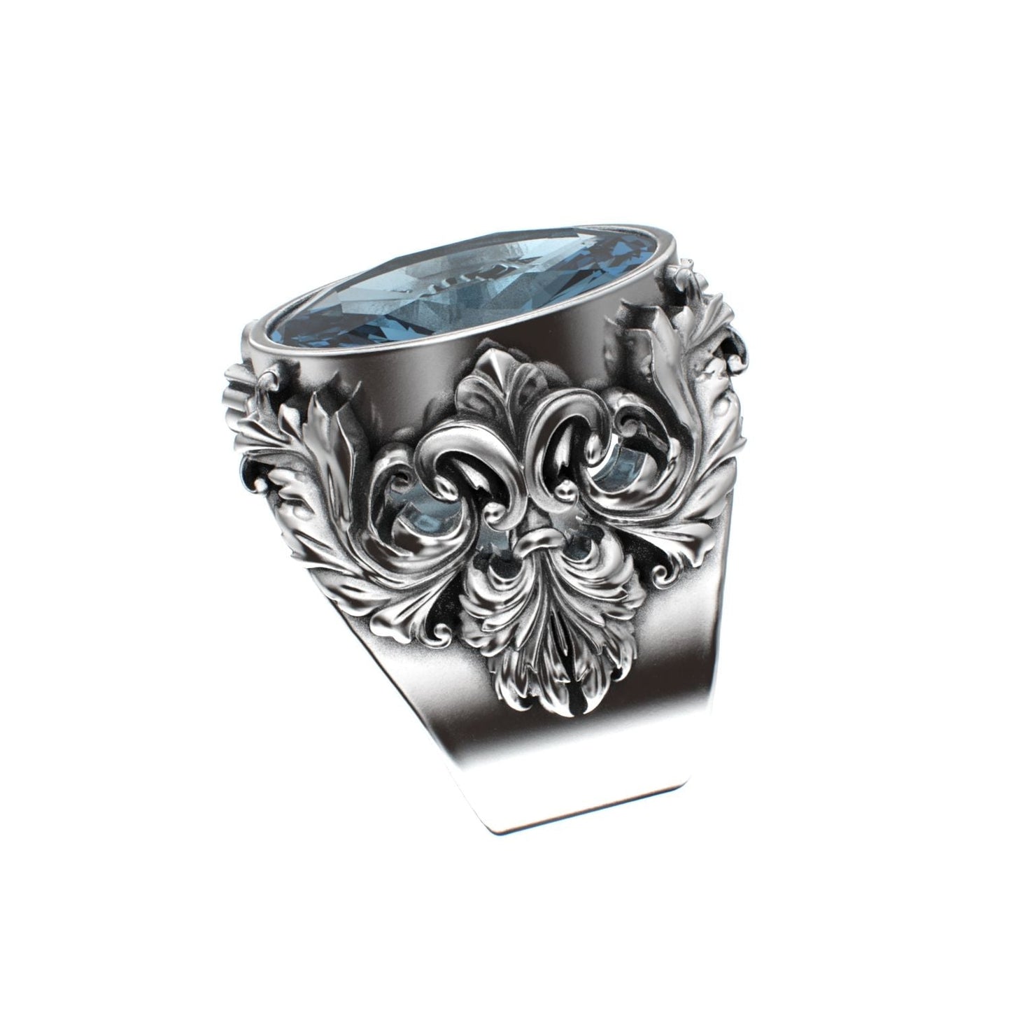 Victorian Filigree Ring - Aquamarine - 925 Silver