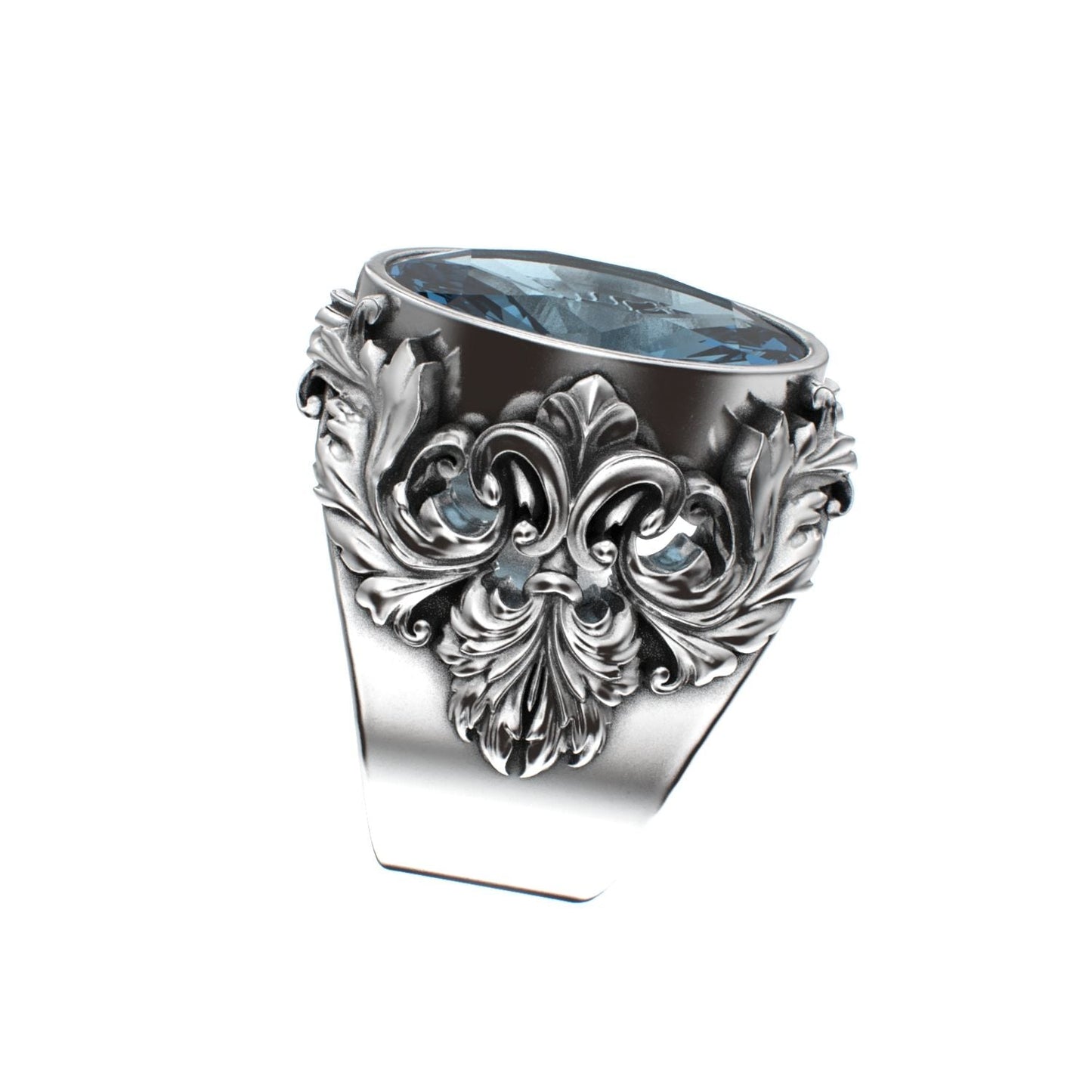 Victorian Filigree Ring - Aquamarine - 925 Silver