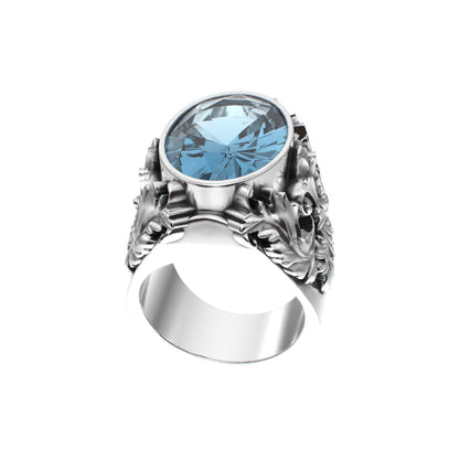 Victorian Filigree Ring - Aquamarine - 925 Silver