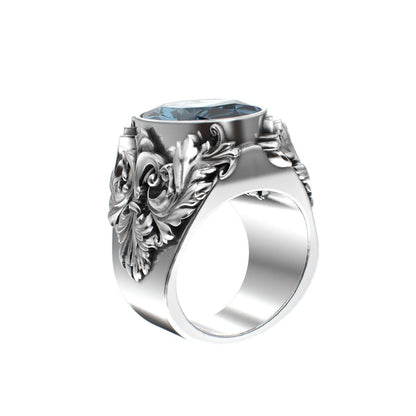 Victorian Filigree Ring - Aquamarine - 925 Silver