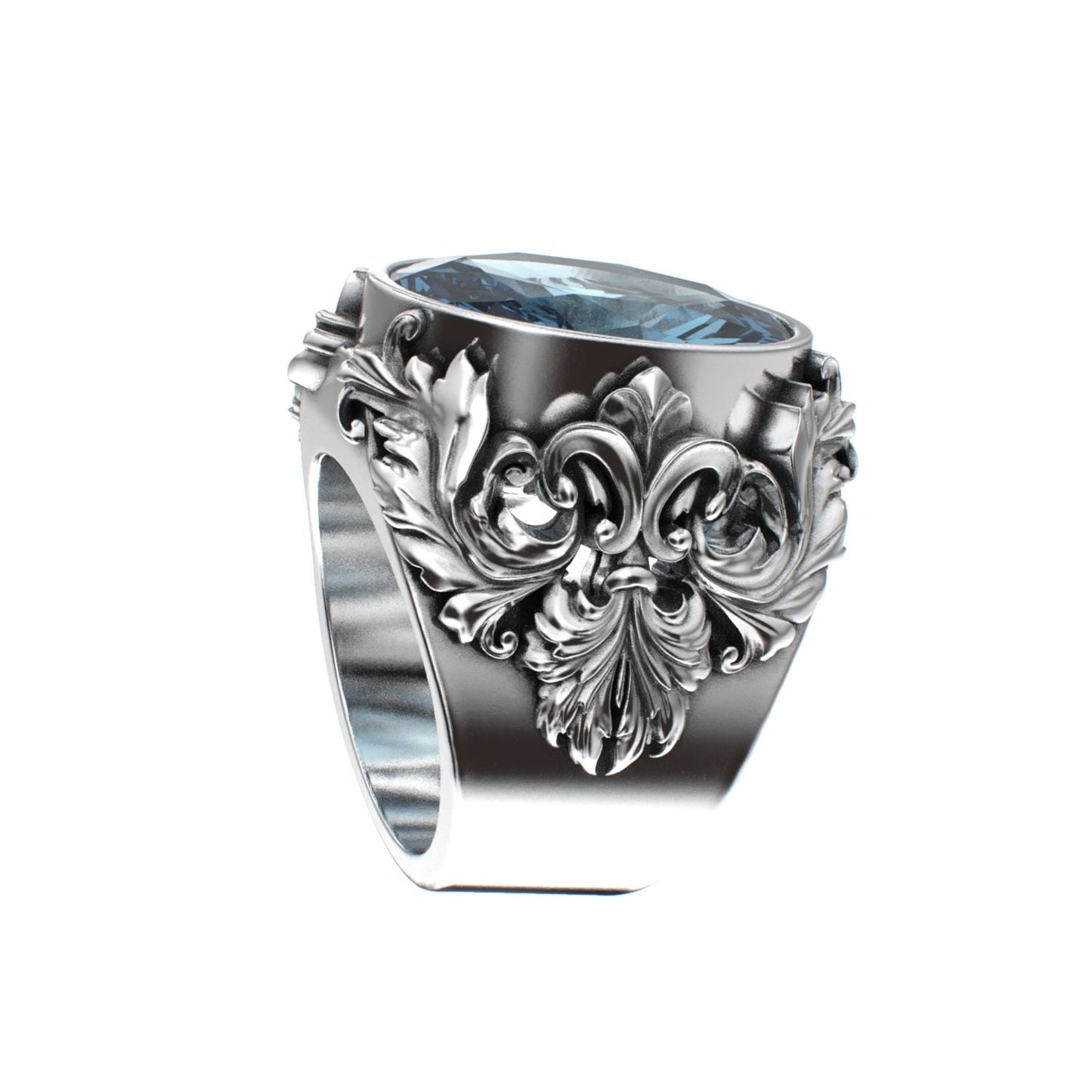 Victorian Filigree Ring - Aquamarine - 925 Silver