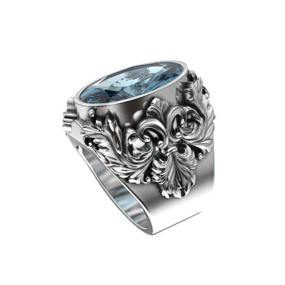 Victorian Filigree Ring - Aquamarine - 925 Silver