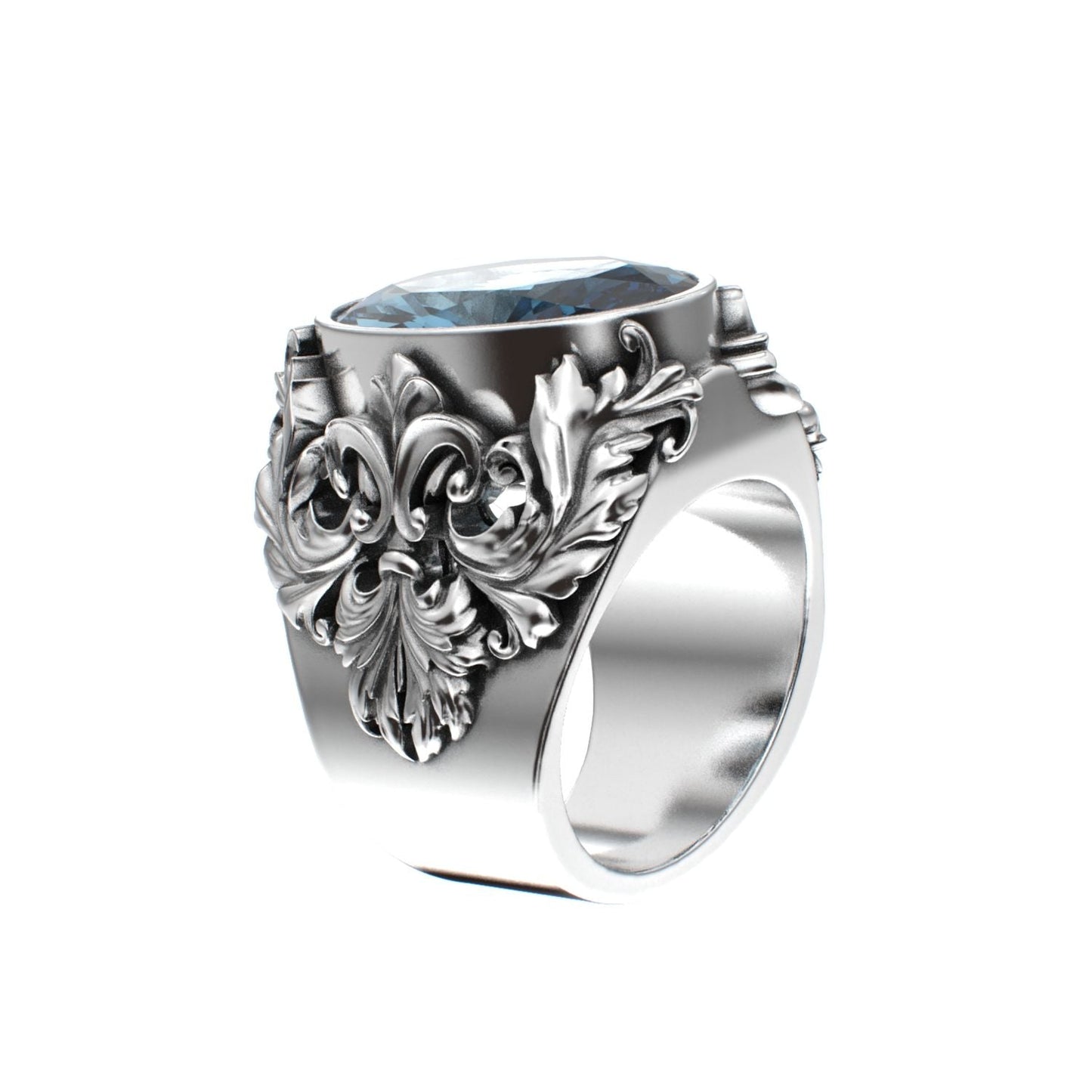 Victorian Filigree Ring - Aquamarine - 925 Silver