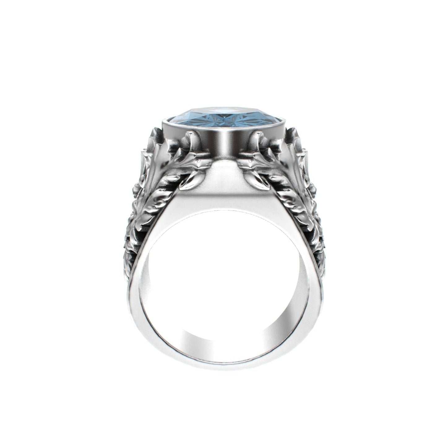 Victorian Filigree Ring - Aquamarine - 925 Silver