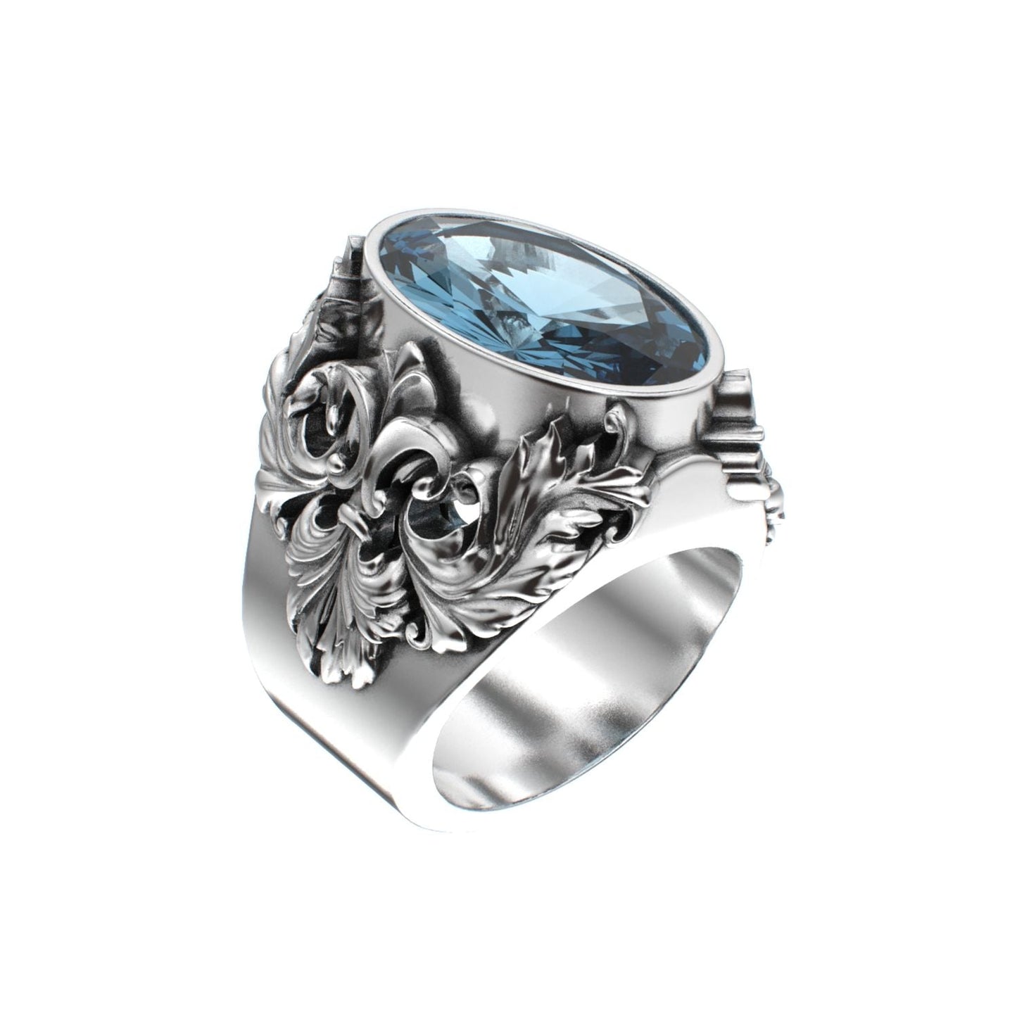 Victorian Filigree Ring - Aquamarine - 925 Silver