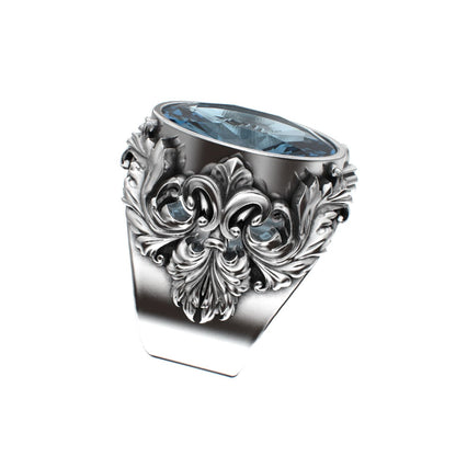 Victorian Filigree Ring - Aquamarine - 925 Silver