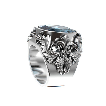 Victorian Filigree Ring - Aquamarine - 925 Silver