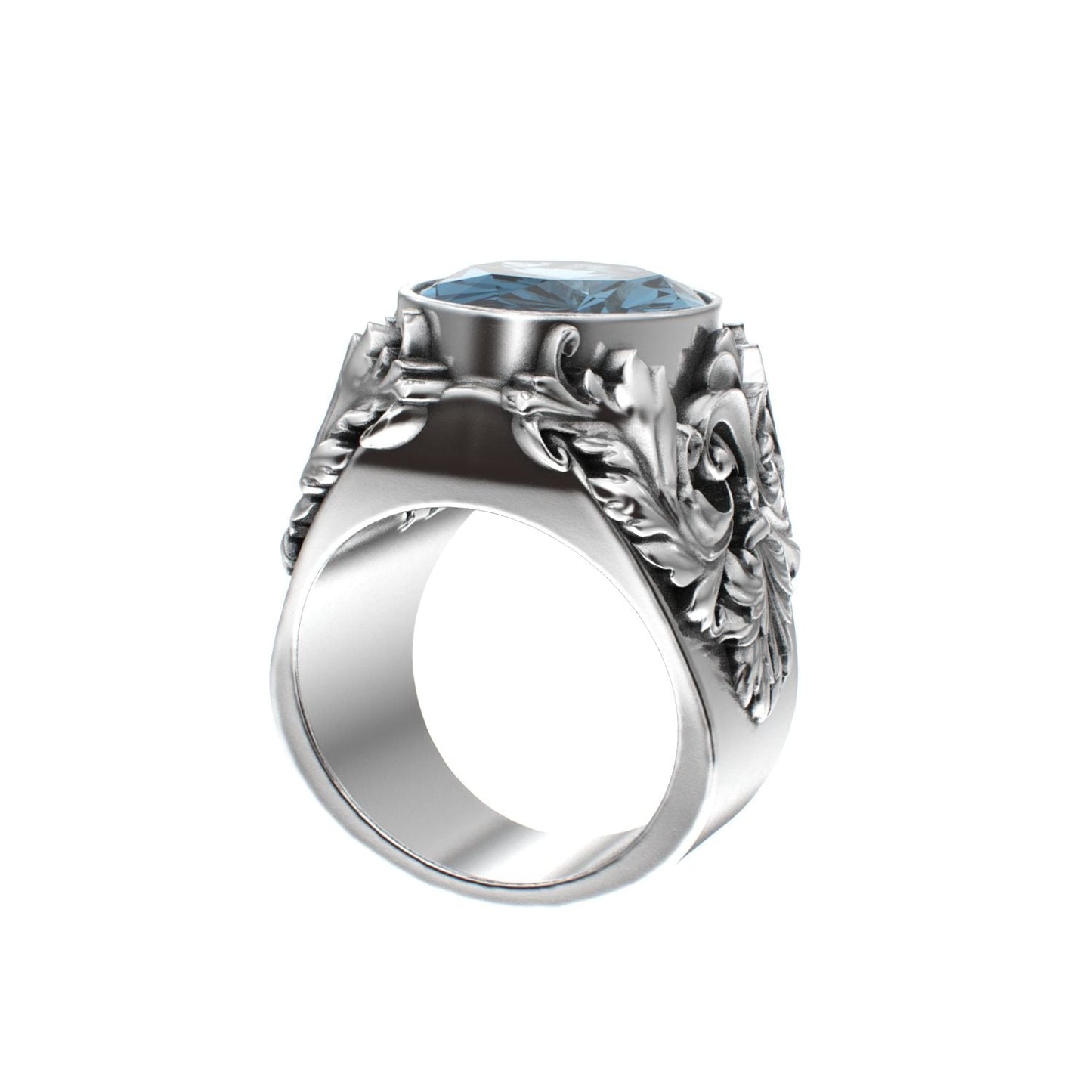 Victorian Filigree Ring - Aquamarine - 925 Silver