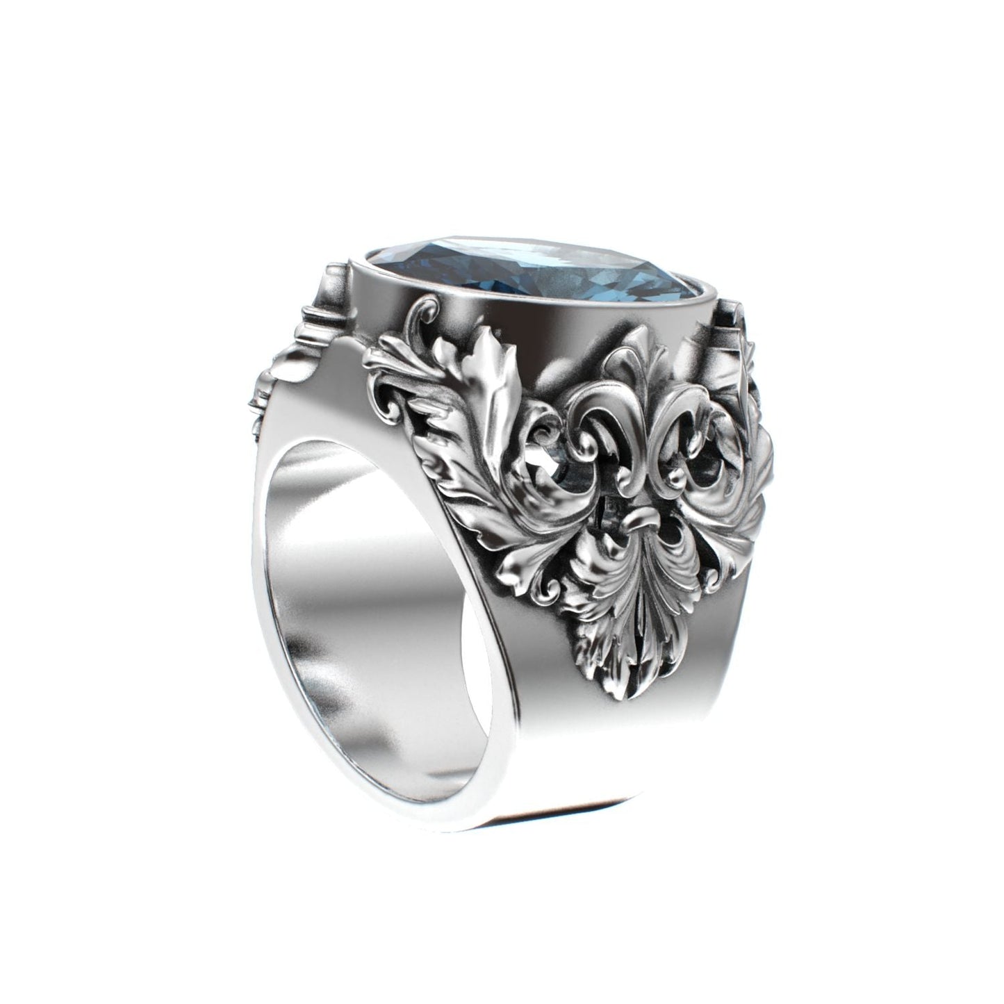 Victorian Filigree Ring - Aquamarine - 925 Silver