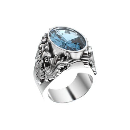 Victorian Filigree Ring - Aquamarine - 925 Silver