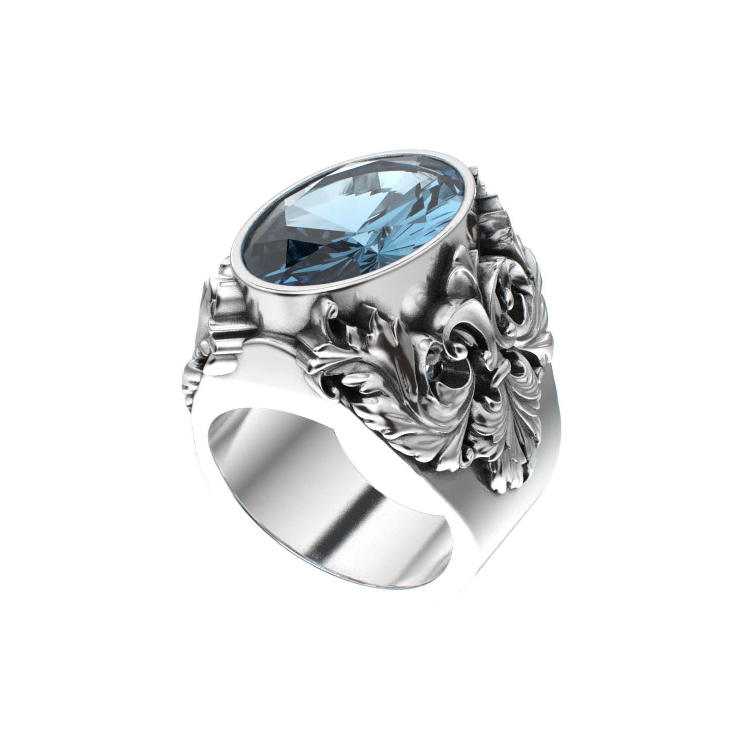 Victorian Filigree Ring - Aquamarine - 925 Silver