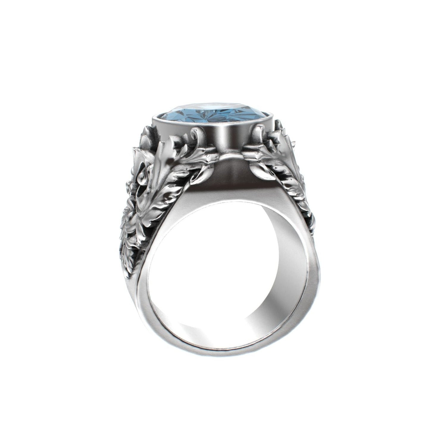 Victorian Filigree Ring - Aquamarine - 925 Silver