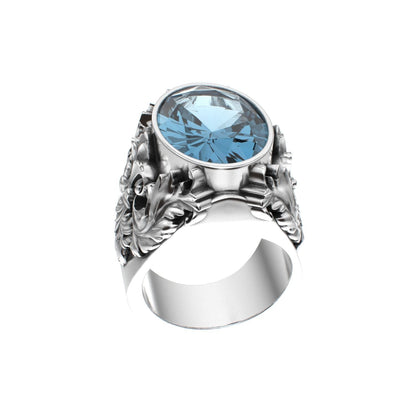 Victorian Filigree Ring - Aquamarine - 925 Silver