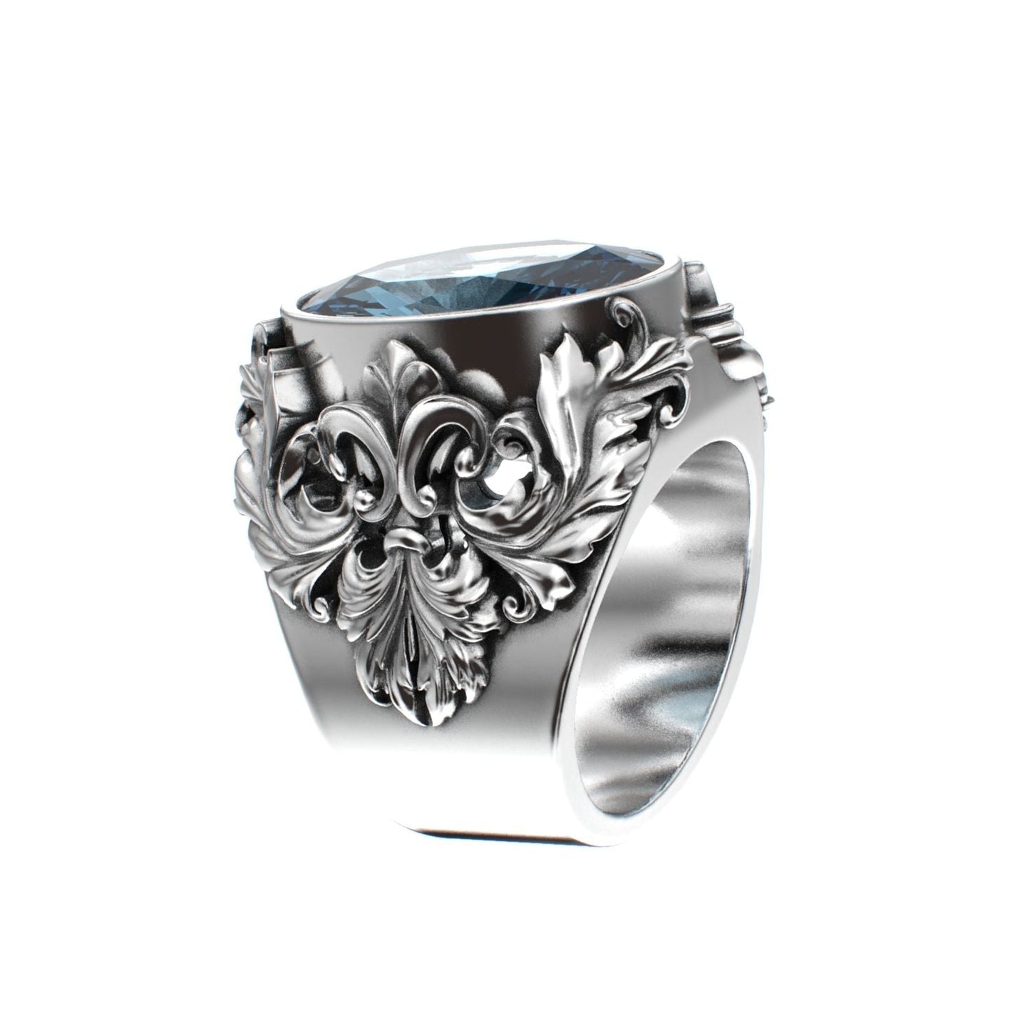 Victorian Filigree Ring - Aquamarine - 925 Silver