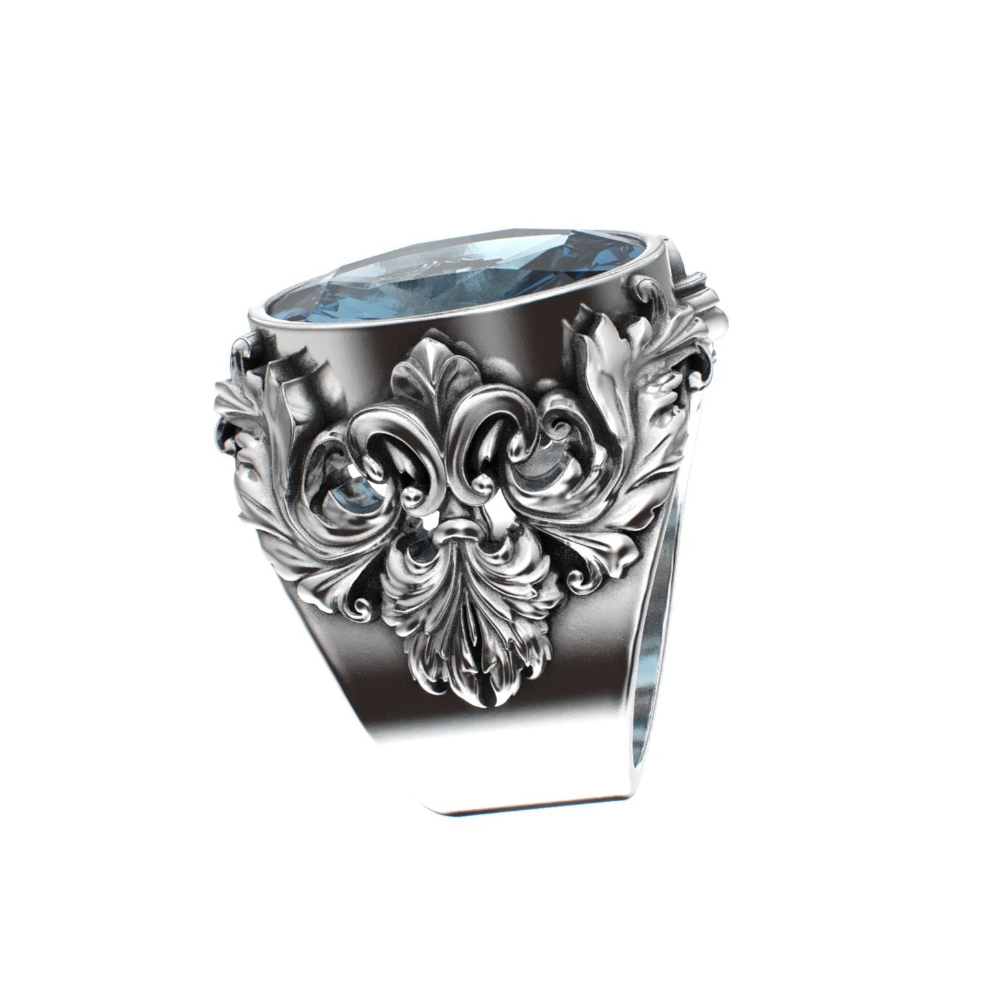 Victorian Filigree Ring - Aquamarine - 925 Silver