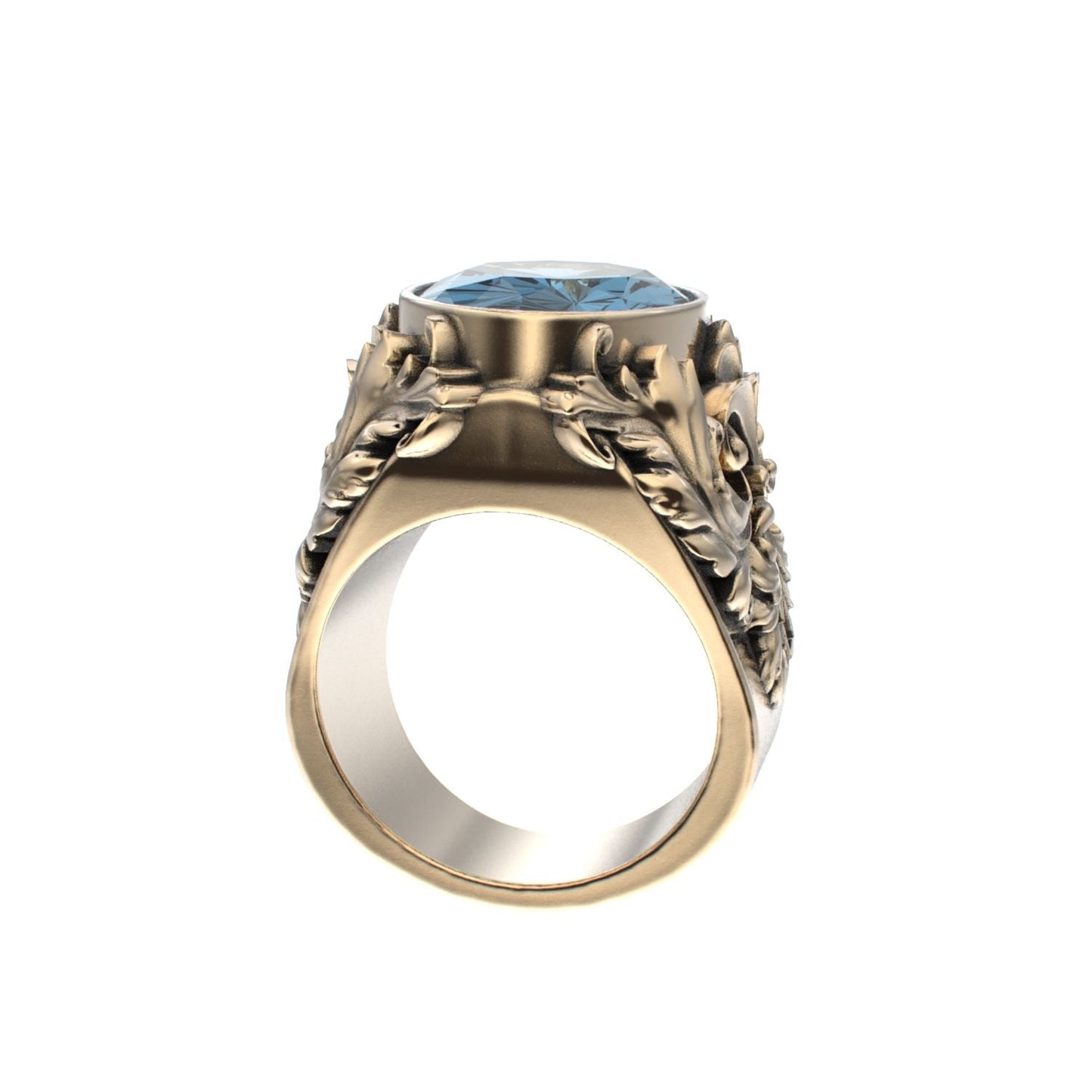 Victorian Filigree Ring - Aquamarine - 9ct Gold